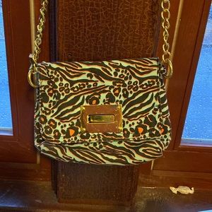 Crossbody Animal Print Chain Purse 8” W x 7”L with 24”L Chain Strap